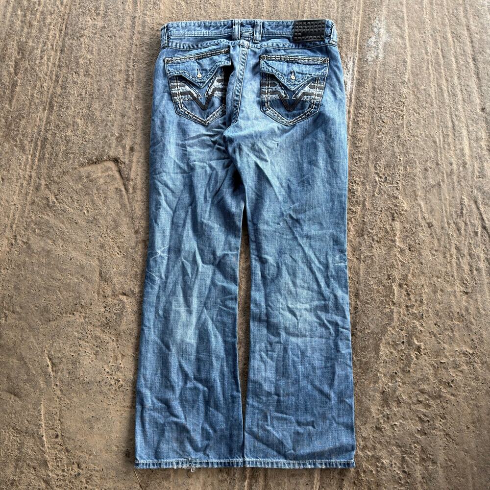 VINTAGE AFFLICTION BUCKLE COOPER BOOTCUT Y2K 00S JEANS LIGHTWASH 34X30 HONEYCOMB - Picture 3 of 8